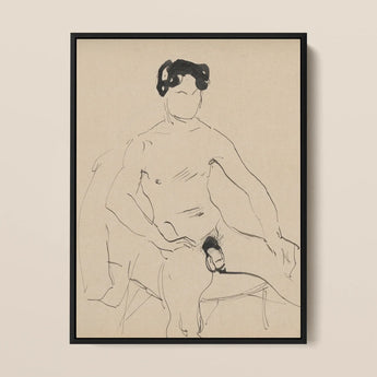 Sketchbook 40 Sheets - Cyprian Majerník Art Print / Canvas Black-framed Sketch Seated Nude Figure Minimalist Line Male, Majerník’s, Raw