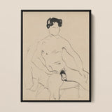 Sketchbook 40 Sheets - Cyprian Majerník Art Print / Canvas Black-framed Sketch Seated Nude Figure Minimalist Line Male, Majerník’s, Raw