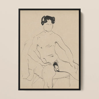 Sketchbook 40 Sheets - Cyprian Majerník Art Print / Canvas Black-framed Sketch Seated Nude Figure Minimalist Line Male, Majerník’s, Raw