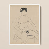 Sketchbook 40 Sheets - Cyprian Majerník Art Print / Canvas Minimalist Black Ink Sketch Seated Nude Figure White Male, Majerník’s, Raw