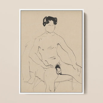 Sketchbook 40 Sheets - Cyprian Majerník Art Print / Canvas Minimalist Black Ink Sketch Seated Nude Figure White Male, Majerník’s, Raw