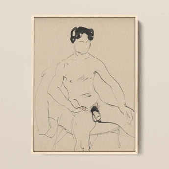 Sketchbook 40 Sheets - Cyprian Majerník Art Print / Canvas Minimalist Black-and-white Line Seated Figure Elegant Framed Male Nude,