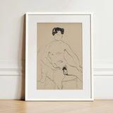Sketchbook 40 Sheets - Cyprian Majerník Art Print / Canvas Minimalist White-framed Delicate Black Ink Line Male Nude, Majerník’s, Seated,