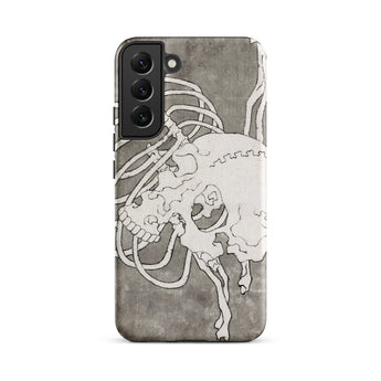Skull and a Rib Cage - Katsushika Hokusai Phone Case Samsung Galaxy S22 Plus / Matte Gray Textured Phone Case White Line-art Illustration