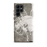 Skull and a Rib Cage - Katsushika Hokusai Phone Case Samsung Galaxy S22 Ultra / Matte Gray Textured Phone Case White Line-art Skull