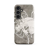 Skull and a Rib Cage - Katsushika Hokusai Phone Case Samsung Galaxy S24 Plus / Matte Gray Phone Case White Line-art Illustration Skull