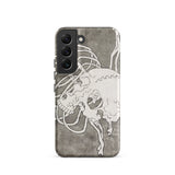 Skull and a Rib Cage - Katsushika Hokusai Phone Case Samsung Galaxy S22 / Matte Gray Phone Case White Line-art Illustration Skeletal