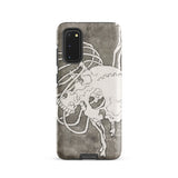 Skull and a Rib Cage - Katsushika Hokusai Phone Case Samsung Galaxy S20 / Matte Sleek Gray Phone Case Detailed White Line-art Illustration