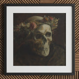 Skull Wearing a Wreath of Flowers - Thomas Satterwhite Noble Art Print / Canvas Framed Painting Adorned, Crowned Prints