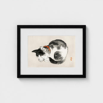 Sleeping Cat - Kono Bairei Meiji-era Animal Art Print / Canvas Kōno Bairei’s Mesmerizing, Woodblock, Edo-era Japan Feline Prints