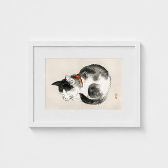 Sleeping Cat - Kono Bairei Meiji-era Animal Art Print / Canvas Kōno Bairei’s Mesmerizing, Woodblock, Edo-era Japan Feline Prints