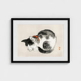 Sleeping Cat - Kono Bairei Meiji-era Animal Art Print / Canvas Kōno Bairei’s Mesmerizing, Woodblock, Edo-era Japan Feline Prints