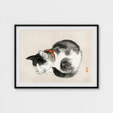 Sleeping Cat - Kono Bairei Meiji-era Animal Art Print / Canvas Kōno Bairei’s Mesmerizing, Woodblock, Edo-era Japan Feline Prints