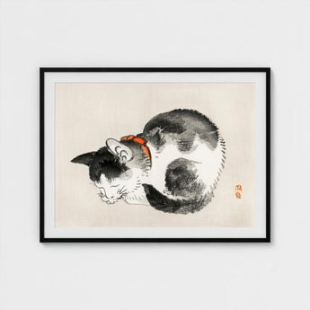 Sleeping Cat - Kono Bairei Meiji-era Animal Art Print / Canvas Kōno Bairei’s Mesmerizing, Woodblock, Edo-era Japan Feline Prints