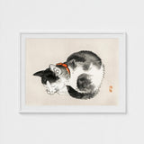 Sleeping Cat - Kono Bairei Meiji-era Animal Art Print / Canvas Kōno Bairei’s Mesmerizing, Woodblock, Edo-era Japan Feline Prints