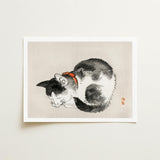 Sleeping Cat - Kono Bairei Meiji-era Animal Art Print / Canvas Kōno Bairei’s Mesmerizing, Woodblock, Edo-era Japan Feline Prints