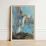 Sleeping Sailor - Henry Scott Tuke Art Print / Canvas Framed Painting Man Sailboat Rendered Impressionistic Style Soft, Frames, Young,