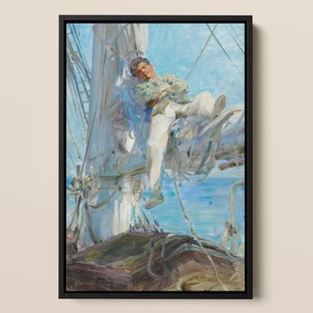 Sleeping Sailor - Henry Scott Tuke Art Print / Canvas Framed Oil Painting Sailor Light-colored Attire Deck Ship Henry Scott Tuke, Scott,