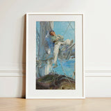 Sleeping Sailor - Henry Scott Tuke Art Print / Canvas White-framed Artwork Light-colored Attire Deck Ship Blue, Frames, Young, Nested, Dark