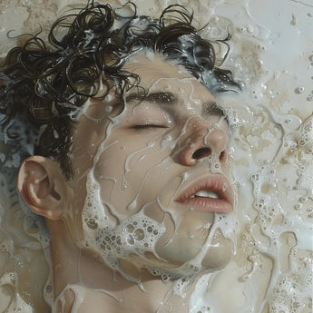 Slip n Slide - Subtle Homoerotic Wall Art Print / Canvas Foam Facial Mask Milk, Slipping, Warm, Private Ecstasies Prints