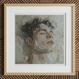 Slip n Slide - Subtle Homoerotic Wall Art Print / Canvas Framed Photograph Person’s Head Partially Submerged Milky Bubbly Milk, Slipping,