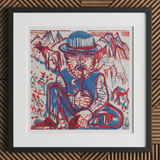 Smoking Peasant - Ernst Ludwig Kirchner impresión artística / lienzo, 12x12’’ / 31x31cm / marco negro / cartón paspartú, pósters, impresiones y obra visual,