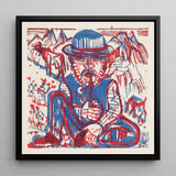 Smoking Peasant - Ernst Ludwig Kirchner Art Print / Canvas Bold Red Blue Linocut Artwork Man Bowler Hat, Electrifying Woodcut, Prints