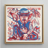 Smoking Peasant - Ernst Ludwig Kirchner Art Print / Canvas Bold Red Blue Linocut Man Bowler Hat, Electrifying Woodcut, Prints