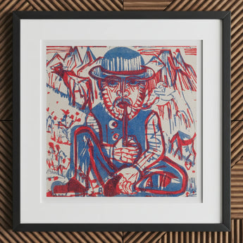 Smoking Peasant - Ernst Ludwig Kirchner Art Print / Canvas Framed Woodcut Man Pipe, Electrifying, Prints