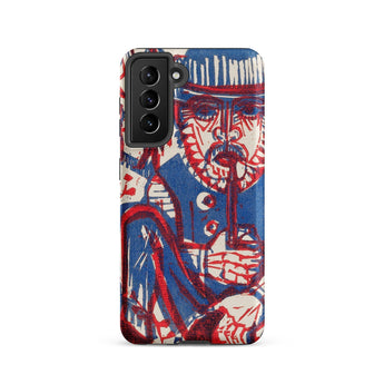 Smoking Peasant - Ernst Ludwig Kirchner Phone Case Samsung Galaxy S21 / Matte Vibrant Red White Blue Graphic Stylized, German