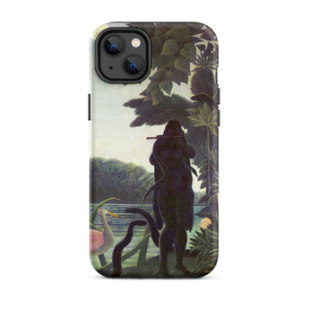 The Snake Charmer - Henri Rousseau Phone Case Iphone 14 Plus / Matte Phone Case Dark Silhouetted Figure Flute Amidst Lush Henri Rousseau