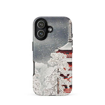 Snow at Asakusa - Takahashi Shōtei Shin-hanga Phone Case Iphone 17 / Matte Red White Japanese Temple Phone Case Snowflakes Design Takahashi