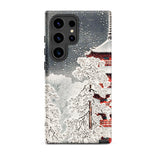 Snow at Asakusa - Takahashi Shōtei Shin-hanga Phone Case Samsung Galaxy S24 Ultra / Matte Sleek Black Phone Case Detailed Winter Scene