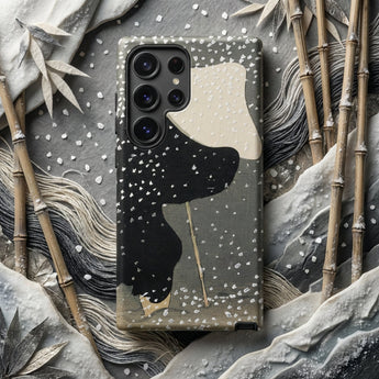 Snow - Kamisaka Sekka Meiji Art Phone Case Sleek Matte-finish Phone Case Minimalist Black Beige Abstract Kamisaka Sekka, Japanese Meiji
