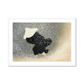 Snow - Kamisaka Sekka Meiji Period Art Print, Black Bear Snow Umbrella