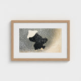 Snow - Kamisaka Sekka Meiji Period Art Print / Canvas Minimalist Wooden-framed Stylized Black Figure White Sekka’s, Whispers Winter’s
