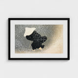 Snow - Kamisaka Sekka Meiji Period Art Print / Canvas Black-framed Minimalist Illustration Figure Black Attire Sekka’s, Whispers Winter’s