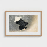 Snow - Kamisaka Sekka Meiji Period Art Print / Canvas Minimalist Framed Black Silhouette Figure White Sekka’s, Whispers Winter’s Secrets,
