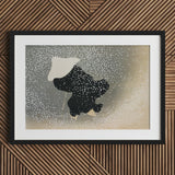 Snow - Kamisaka Sekka Meiji Period Art Print / Canvas Black-framed Minimalist Silhouette Figure Traditional Attire Sekka’s, Whispers