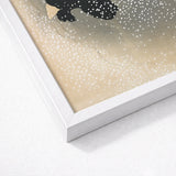 Snow - Kamisaka Sekka Meiji Period Art Print / Canvas Framed Artwork Black Silhouette Textured Speckled Beige Gold Sekka’s, Whispers