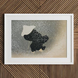 Snow - Kamisaka Sekka Meiji Period Art Print / Canvas White-framed Artwork Black Silhouette Figure Traditional Attire Sekka’s, Whispers