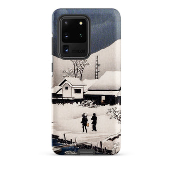 Snow at Nipponmatsu - Hiroaki Takahashi Phone Case Samsung Galaxy S20 Ultra / Matte Smartphone Case Black White Snowscape Illustration Blue