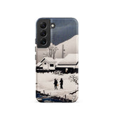 Snow at Nipponmatsu - Hiroaki Takahashi Phone Case Samsung Galaxy S22 / Matte Smartphone Case Black White Snowscape Illustration Subtle