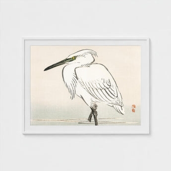 Snowy Egret - Kono Bairei Kacho-e Art Print / Canvas Bairei’s, Meiji Era Kachō-e, Kōno Prints