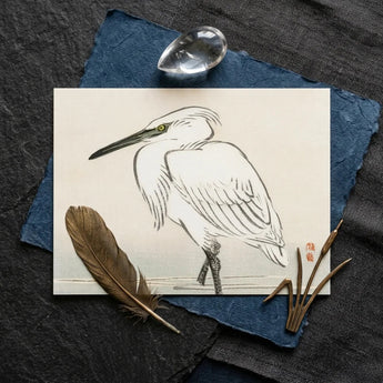 Snowy Egret - Kono Bairei Kacho-e Art Print / Canvas Bairei’s, Meiji Era Kachō-e, Kōno Prints