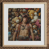 Soft Landing - Lowbrow Gay Pilot Art Print / Canvas, 12x12’’ / 31x31cm / Natural Frame / Matboard, Posters Prints & Visual Artwork, Toby
