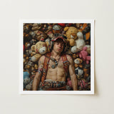 Soft Landing - Lowbrow Gay Pilot Art Print / Canvas Framed Man Surrounded Numerous Stuffed Animals Handsome Homoerotic Queer, Prints