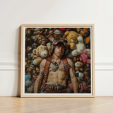 Framed Art Print Man Surrounded Numerous Stuffed Animals Handsome Homoerotic Queer
