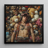 Soft Landing - Lowbrow Gay Pilot Art Print / Canvas Black-framed Man Aviator Goggles Leather Harness Handsome Homoerotic Queer, Prints