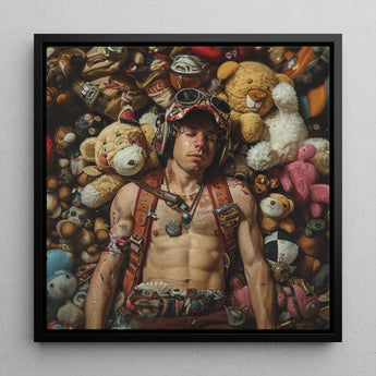 Soft Landing - Lowbrow Gay Pilot Art Print / Canvas Black-framed Man Aviator Goggles Leather Harness Handsome Homoerotic Queer, Prints